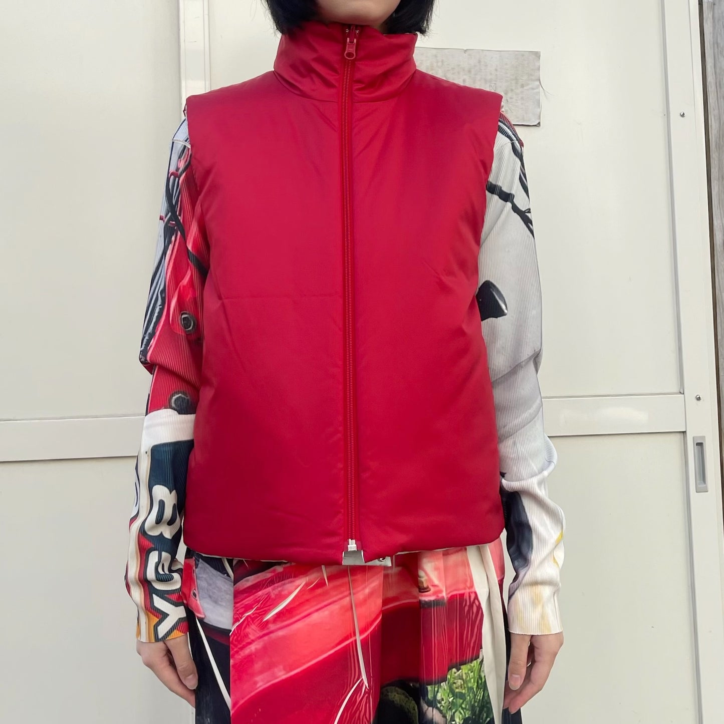 REVERSIBLE PADDING VEST / SNOW x RED / リバーシブル中綿ベスト
