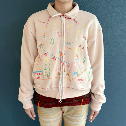 embroidery cotton jacket / pale pink / 刺繍コットンジャケット