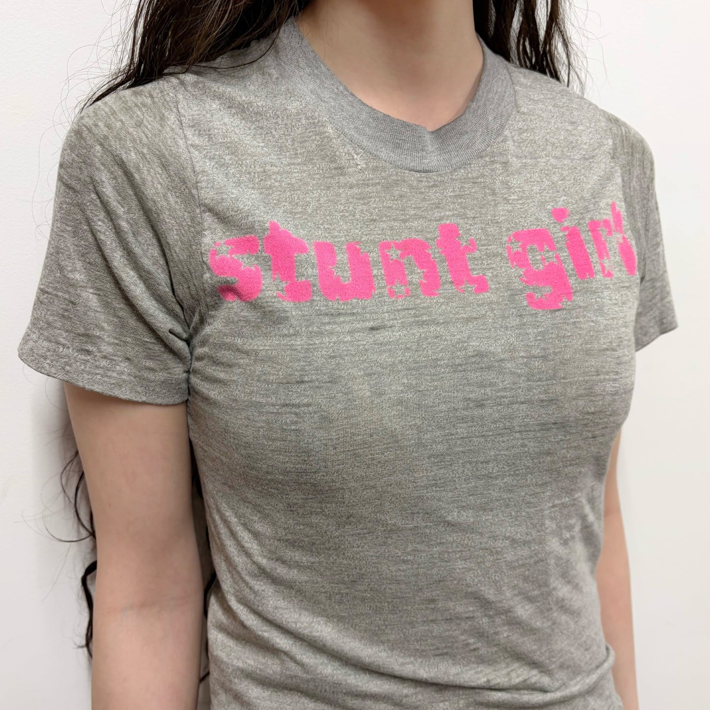Grey marl stunt girl tee / エアブラシTシャツ