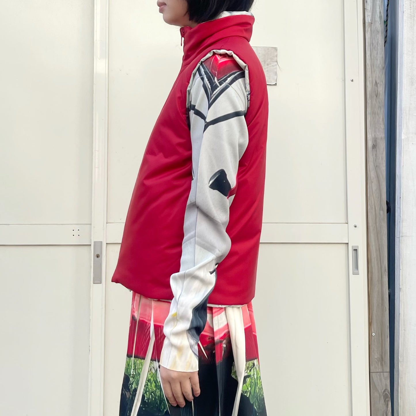 REVERSIBLE PADDING VEST / SNOW x RED / リバーシブル中綿ベスト