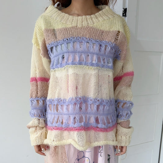 Mohair border knit / Ivory / モヘアボーダーニット