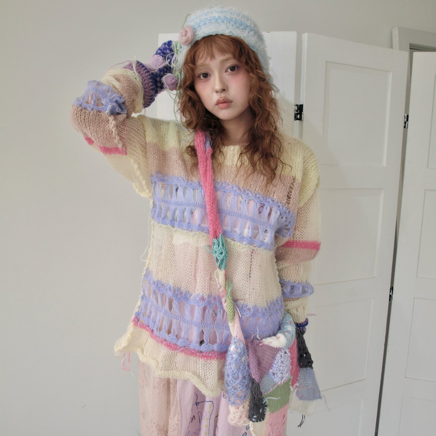 Mohair border knit / Ivory / モヘアボーダーニット