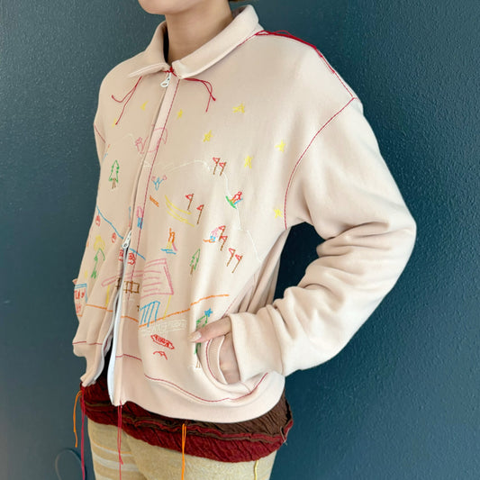 embroidery cotton jacket / pale pink / 刺繍コットンジャケット