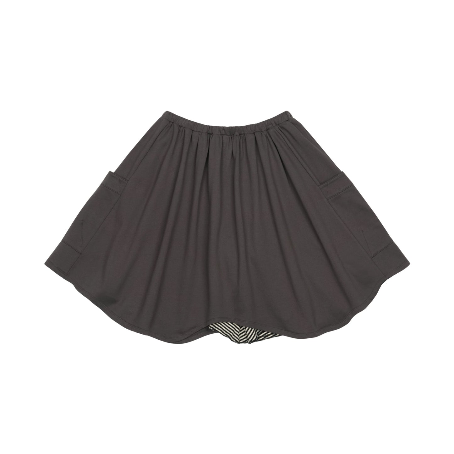 STRIPED LAYERED MIDI SKIRT / CHARCOAL / レイヤードミディスカート
