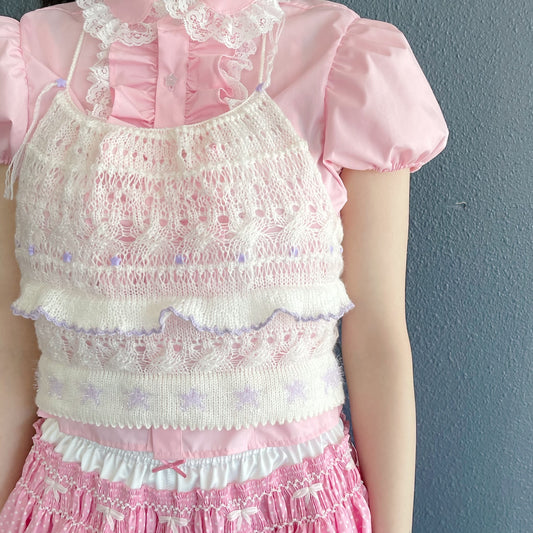 Knitted camisole / White × Purple / ニットキャミソール