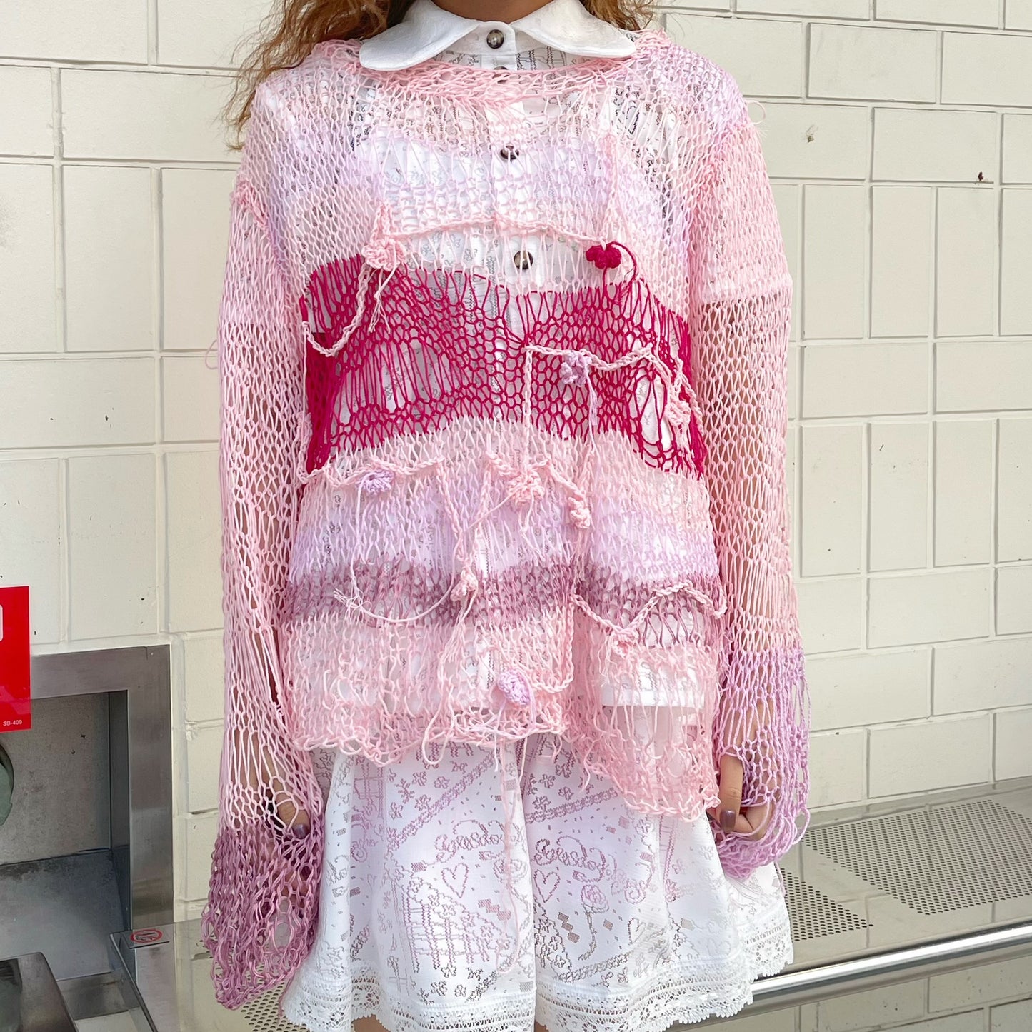 Pink Painting Knit / Pink Mix / ピンクペインティングニット