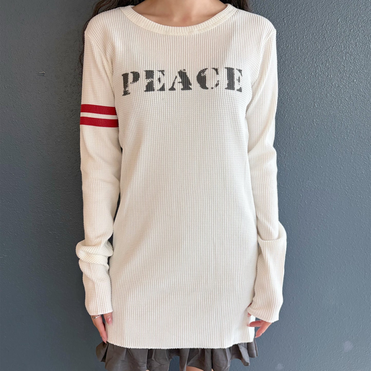 [F.E.E.S] peace waffle dress / ivory / ワッフルドレス