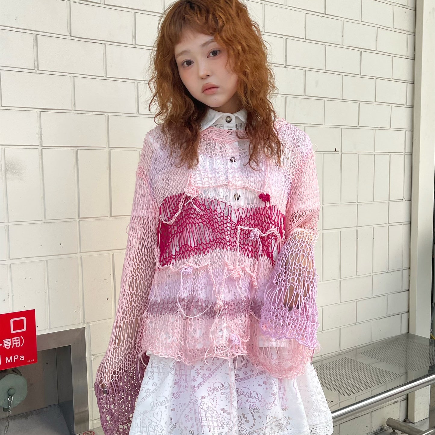 Pink Painting Knit / Pink Mix / ピンクペインティングニット