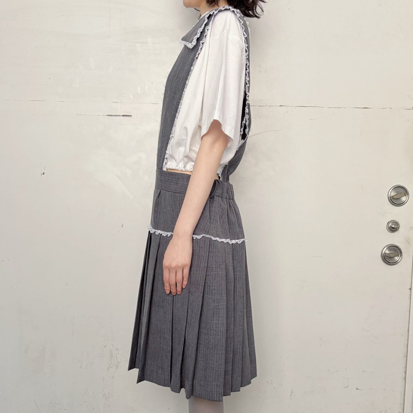 SCHOOL APRON DRESS / GRAY / スクールエプロンドレス