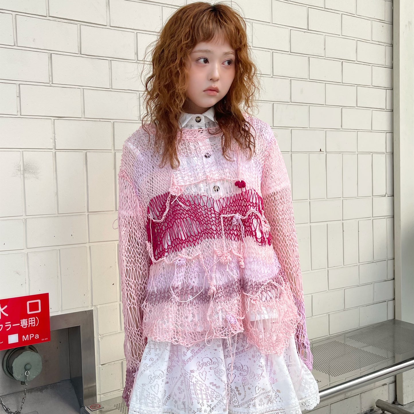 Pink Painting Knit / Pink Mix / ピンクペインティングニット