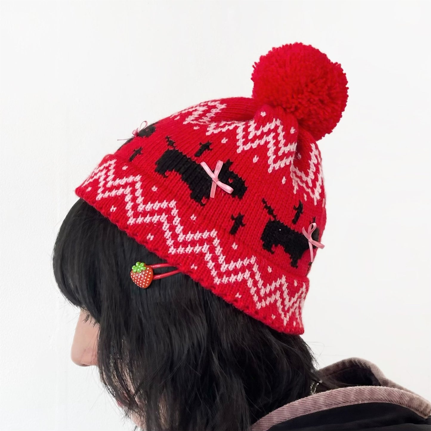 Puppies knitted hat / Red / パピーニットハット