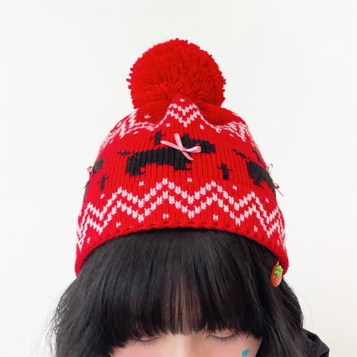 Puppies knitted hat / Red / パピーニットハット