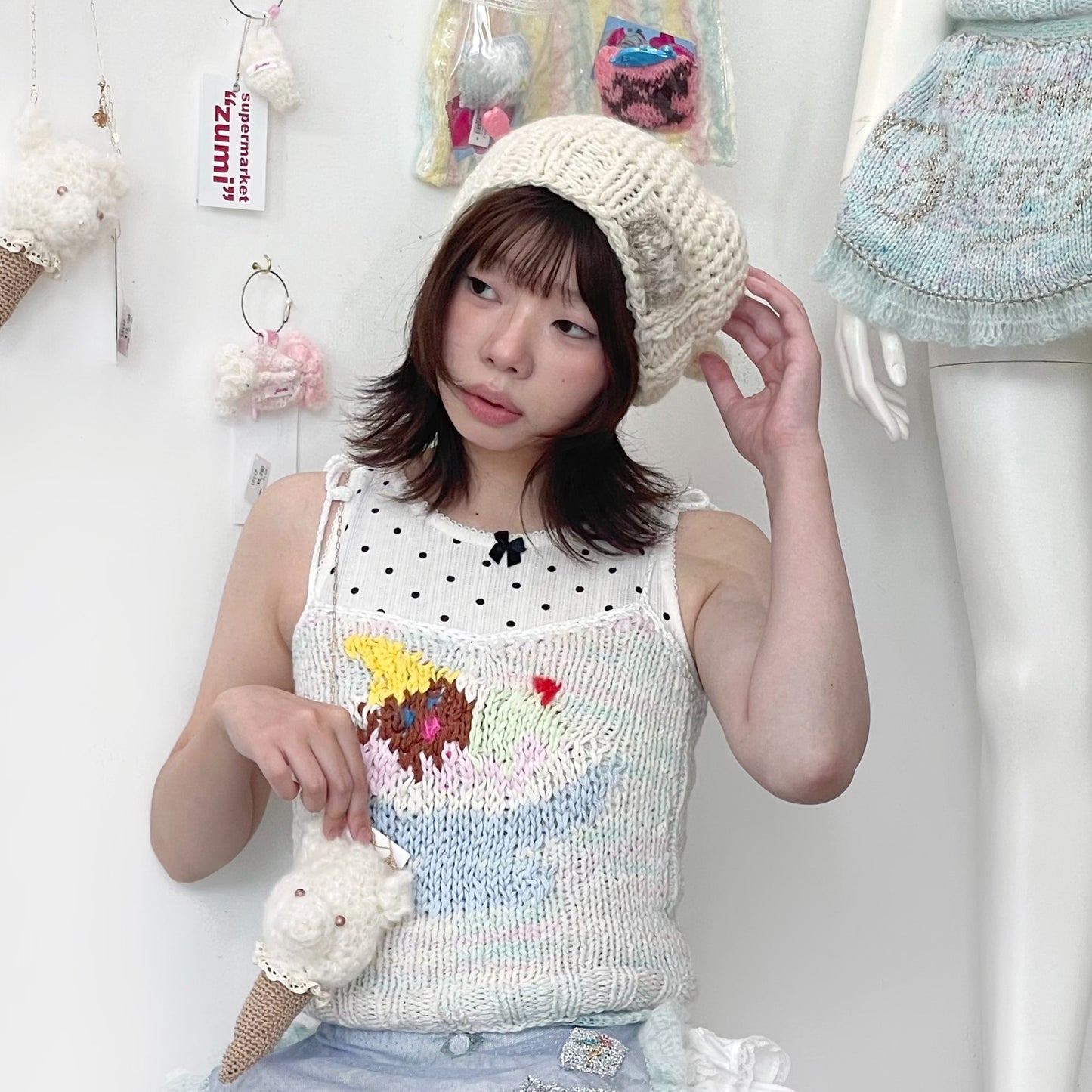 ソフトクリームbeanie / white / ソフトクリームビーニー