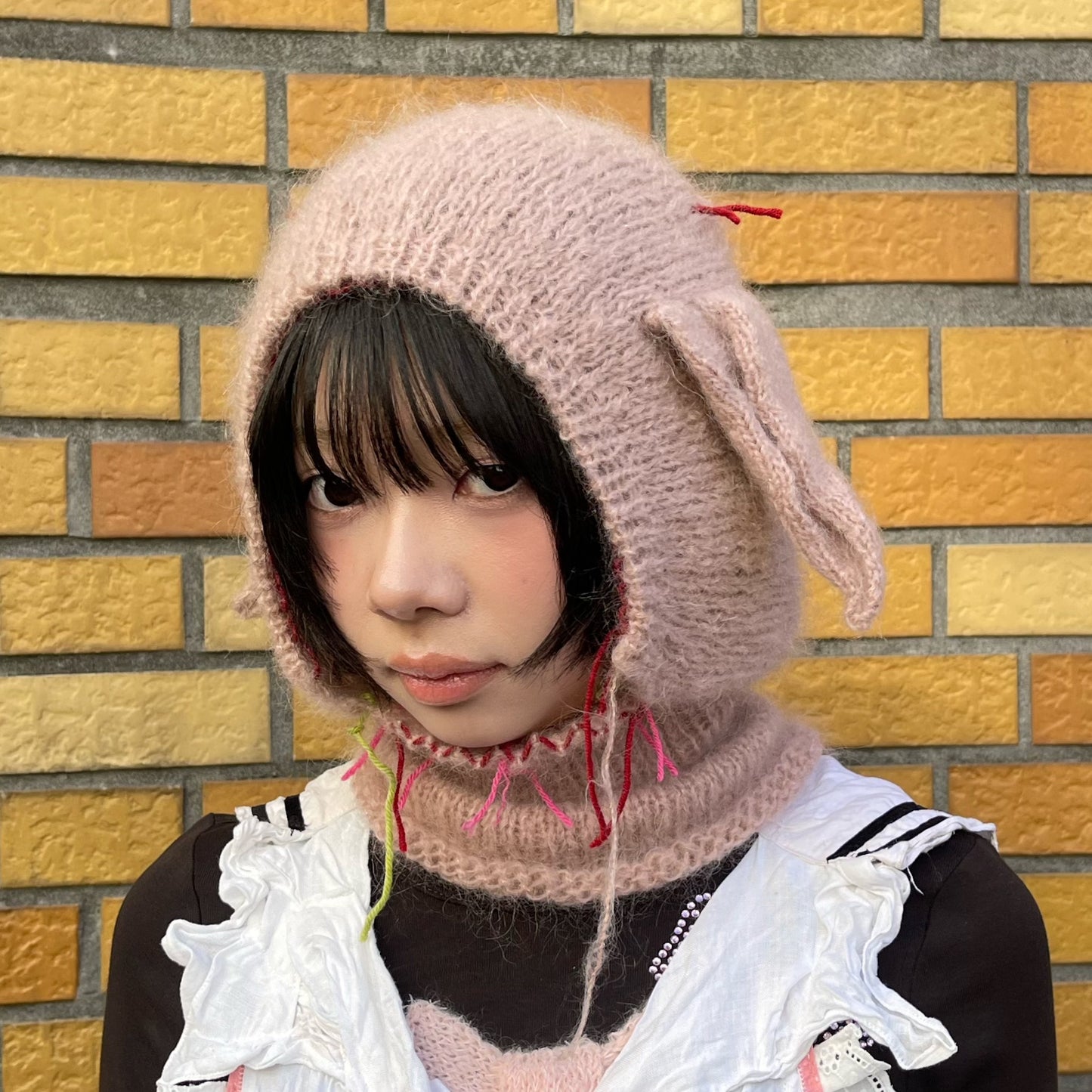 LAMB HEAD SCARF / PINK / ひつじのニットキャップ