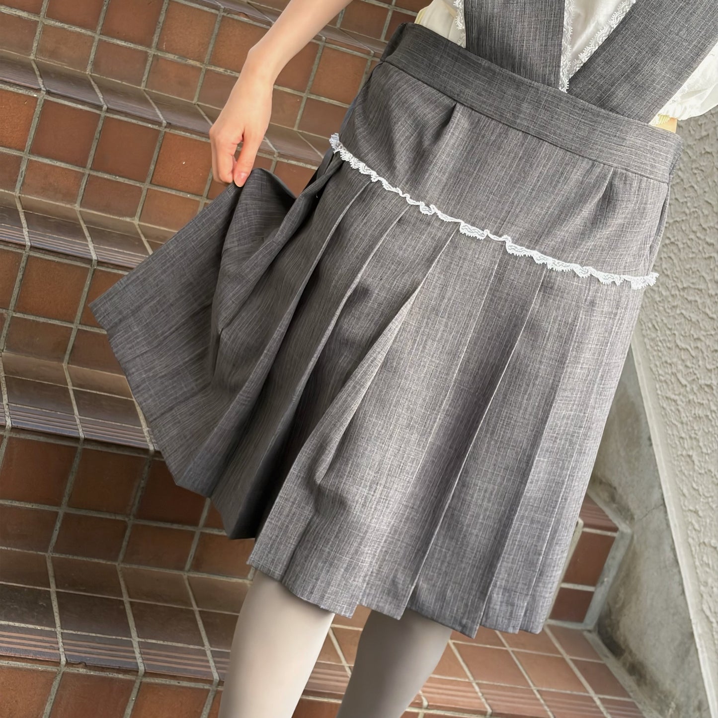 SCHOOL APRON DRESS / GRAY / スクールエプロンドレス