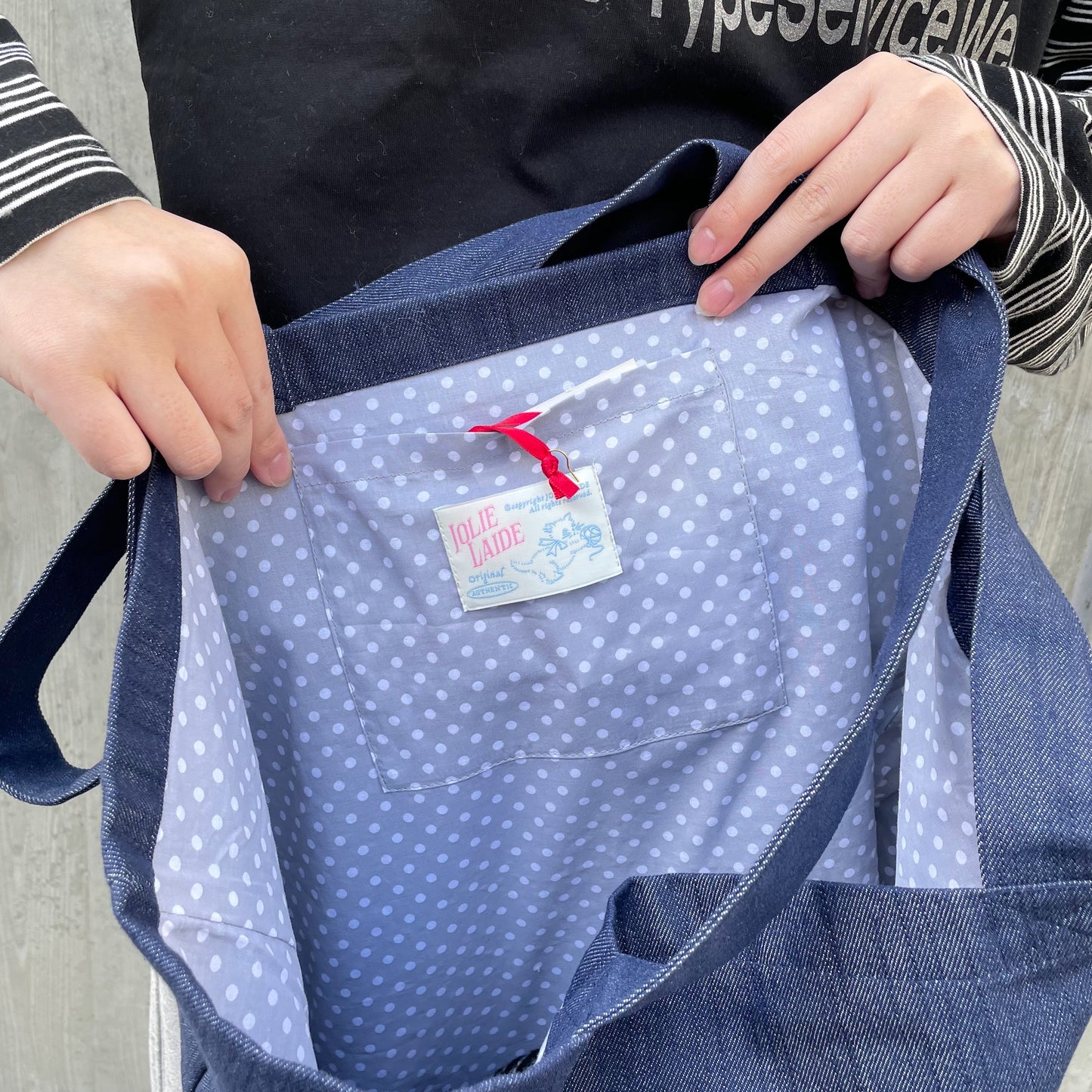 Cassie tote bag / Denim / ねこアップリケトートバッグ