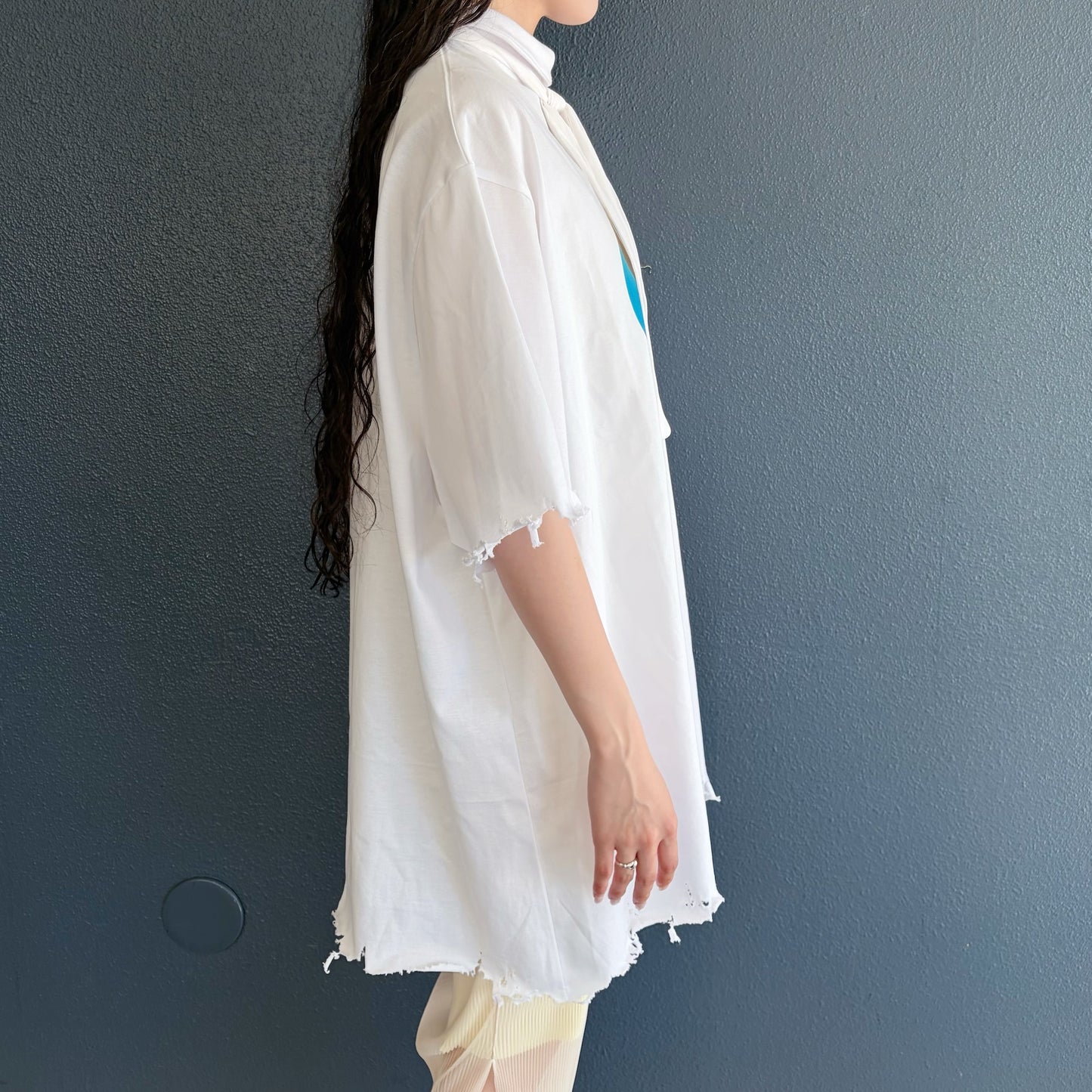 TIE NECK T-SHIRT / WHITE / タイTシャツ