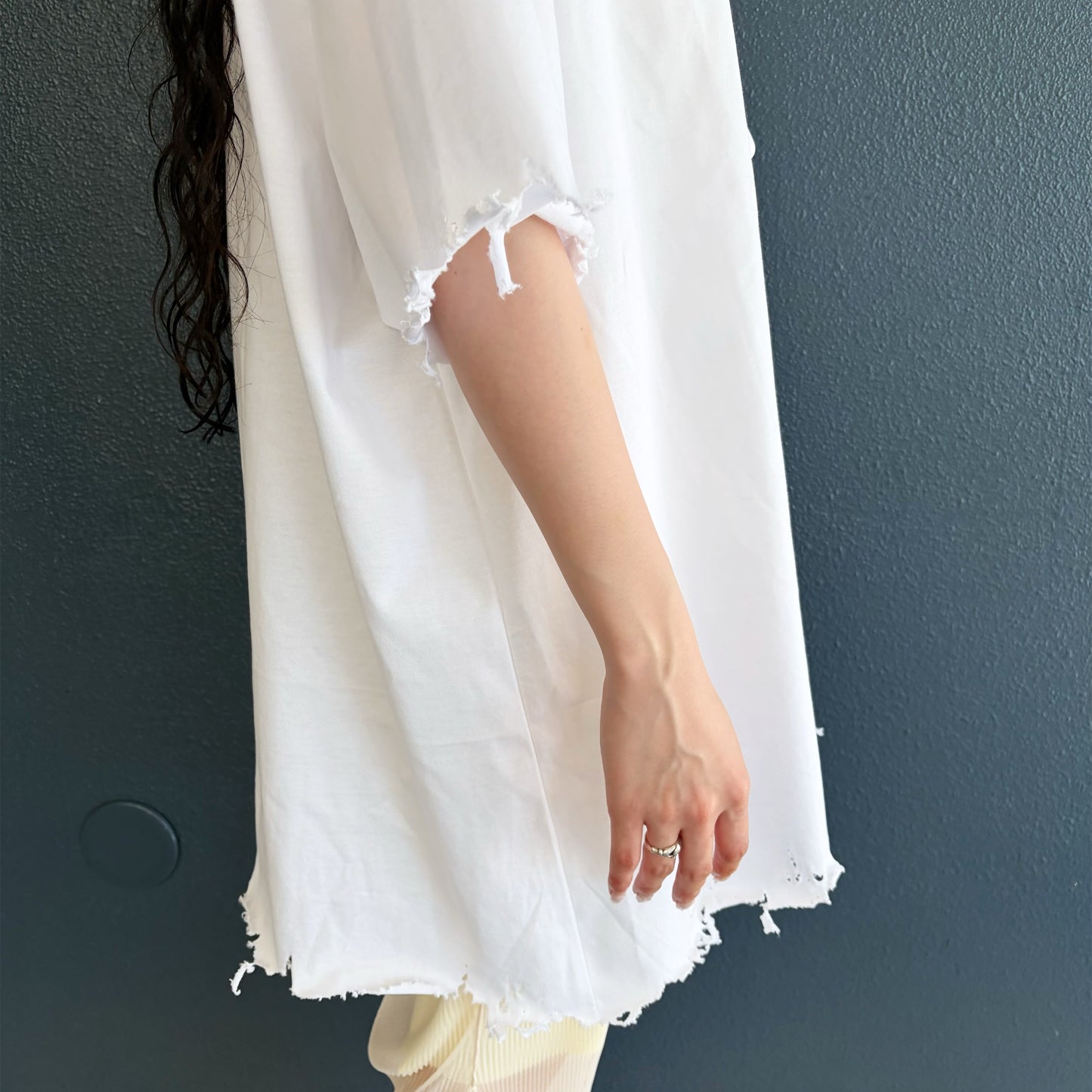 TIE NECK T-SHIRT / WHITE / タイTシャツ