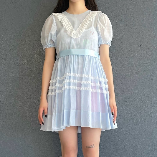 Organdy dress / Blue / オーガンジードレス