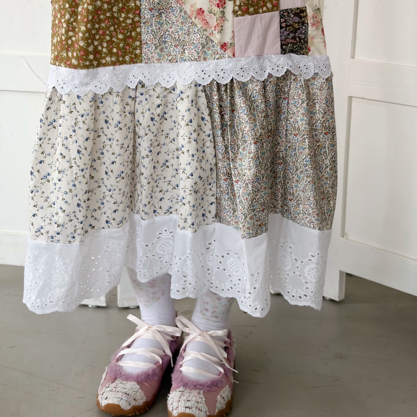 Patchwork skirt / Brown Flower Mix / パッチワークスカート