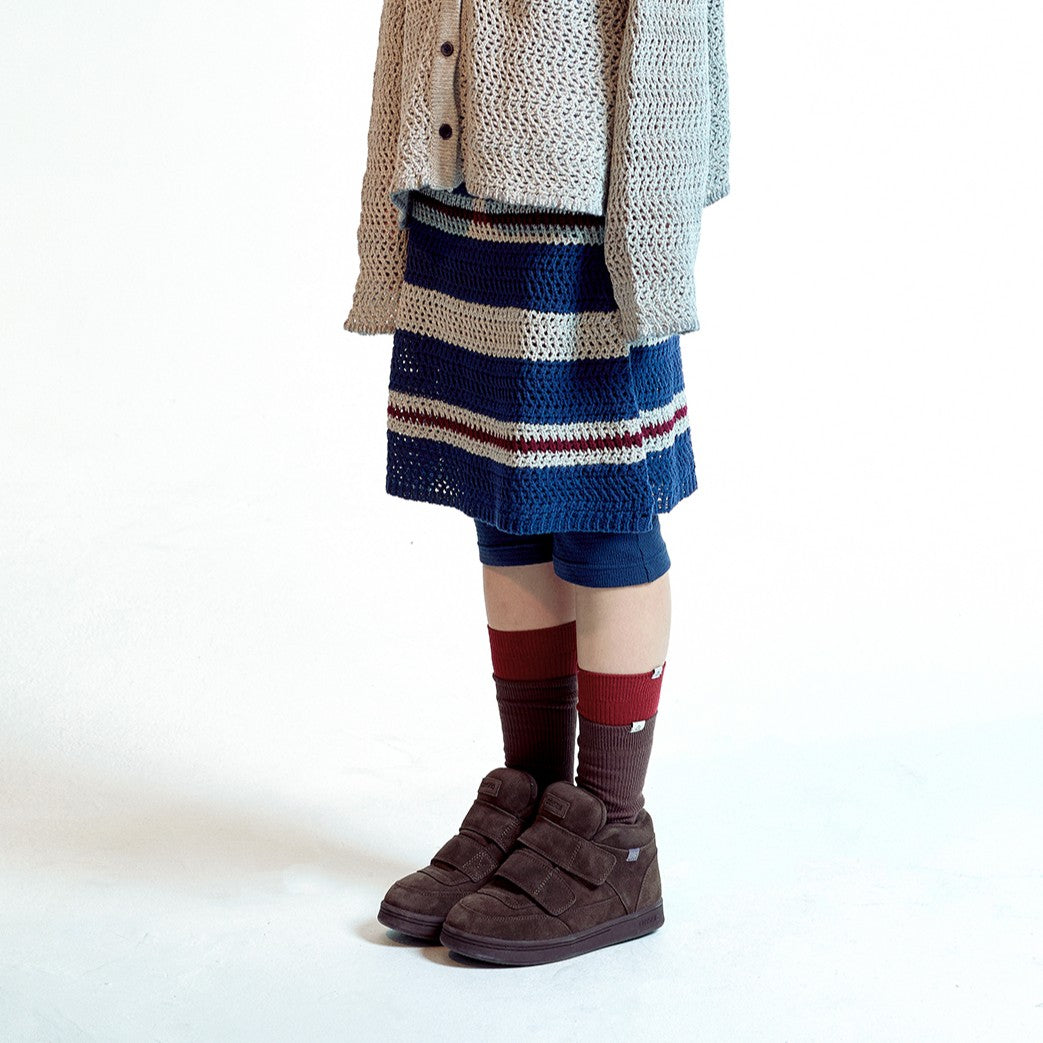 STRIPE LAYERED KNIT SKIRT / GREY / ストライプレイヤードニットスカート