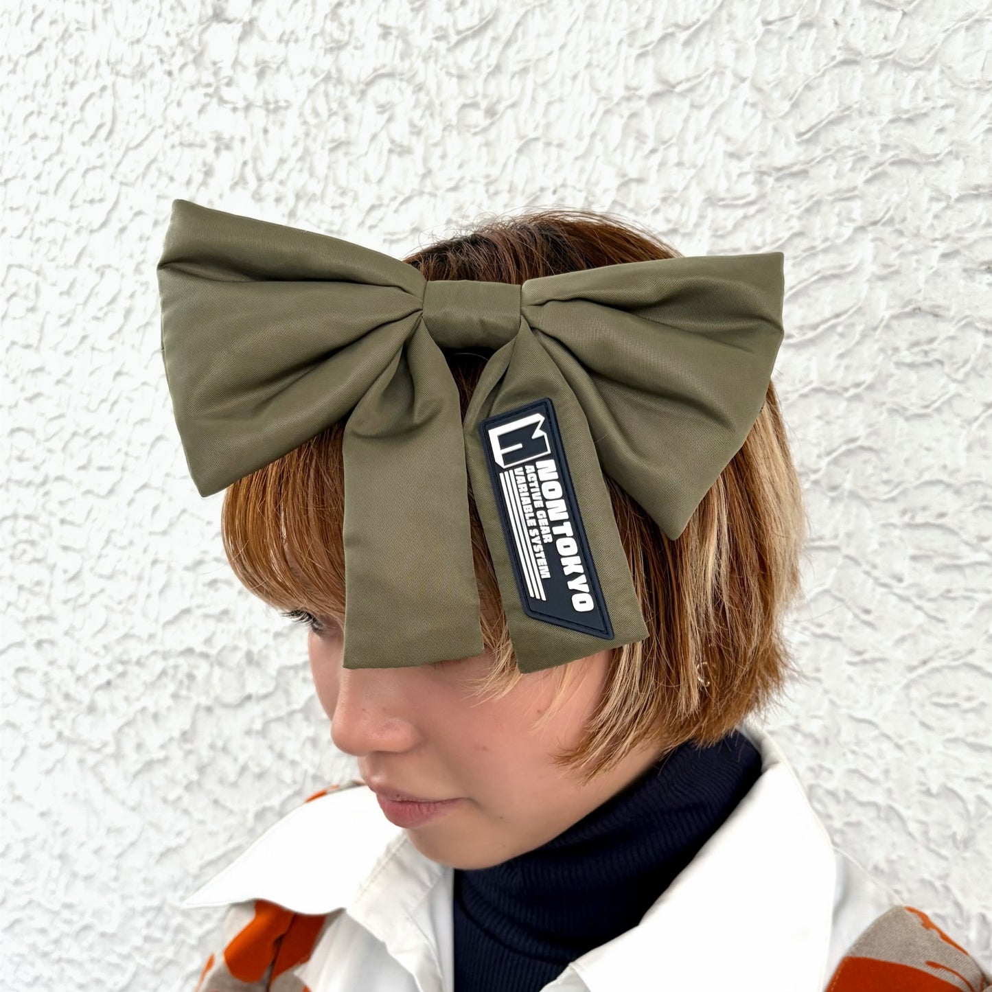 PADDED RIBBON BARRETTE / KHAKI / 中綿リボンバレッタ
