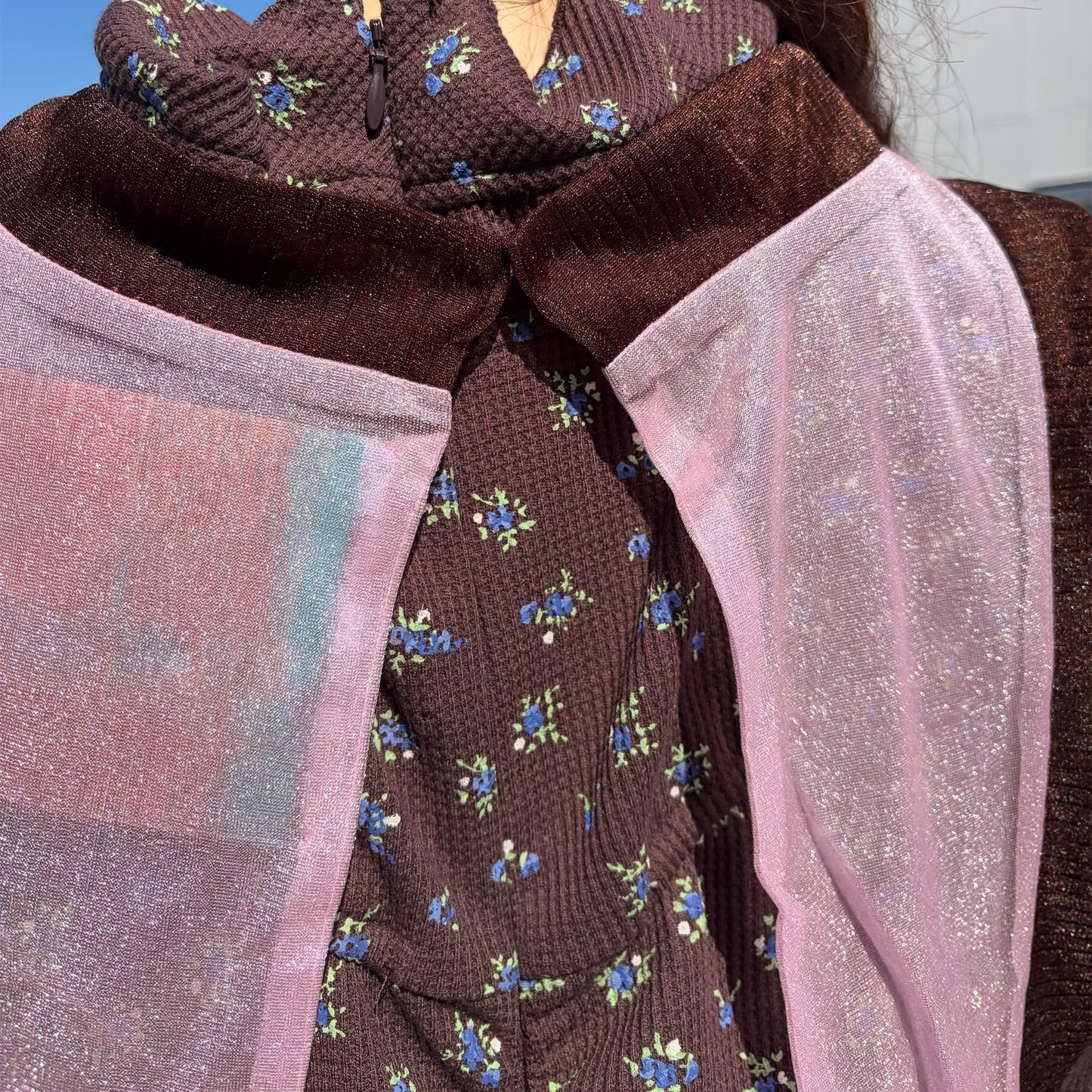 SUGAR SUGAR APRON / PINK-BROWN / シアーエプロン