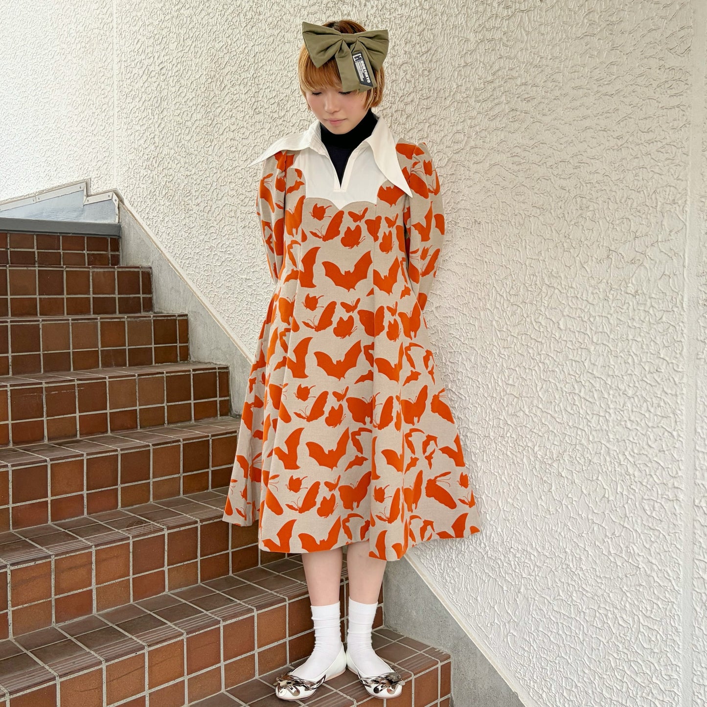 PADDED RIBBON BARRETTE / KHAKI / 中綿リボンバレッタ
