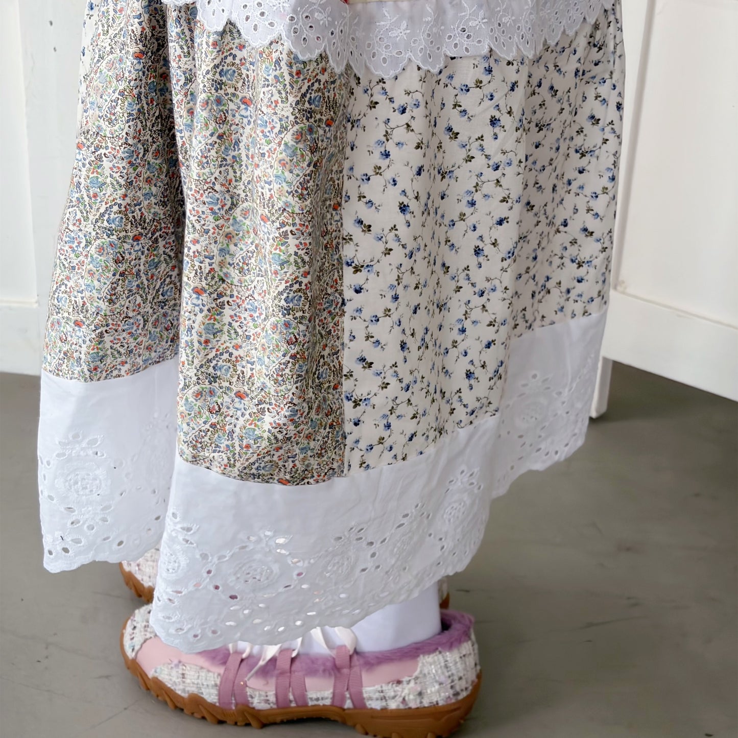 Patchwork skirt / Brown Flower Mix / パッチワークスカート