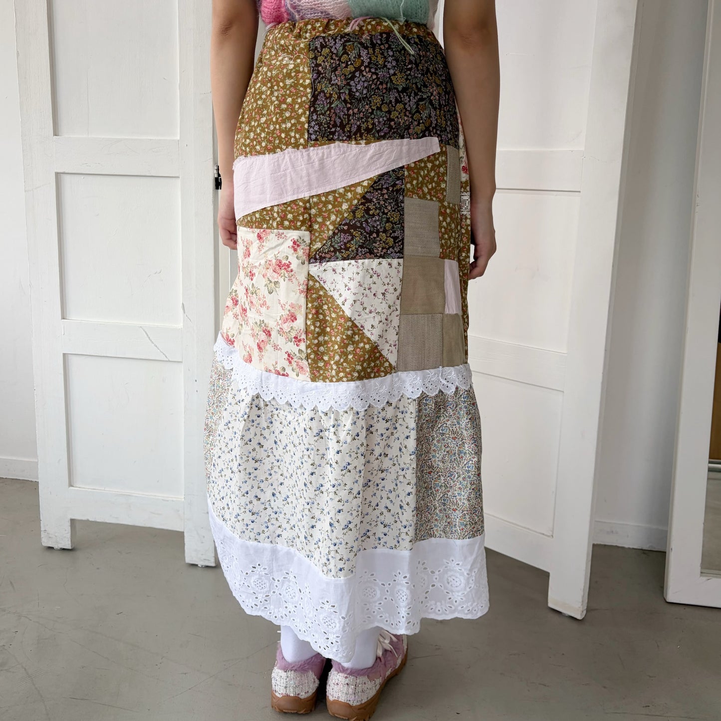 Patchwork skirt / Brown Flower Mix / パッチワークスカート