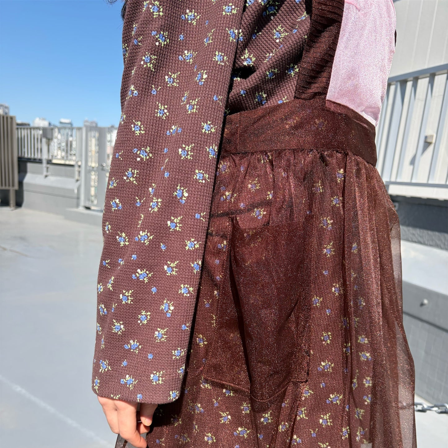 SUGAR SUGAR APRON / PINK-BROWN / シアーエプロン