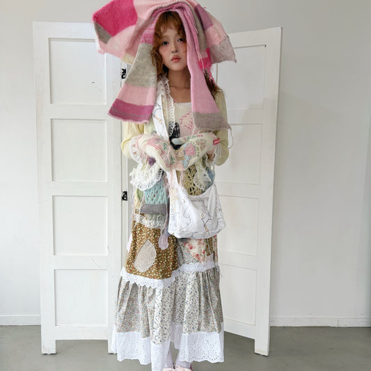 Patchwork skirt / Brown Flower Mix / パッチワークスカート