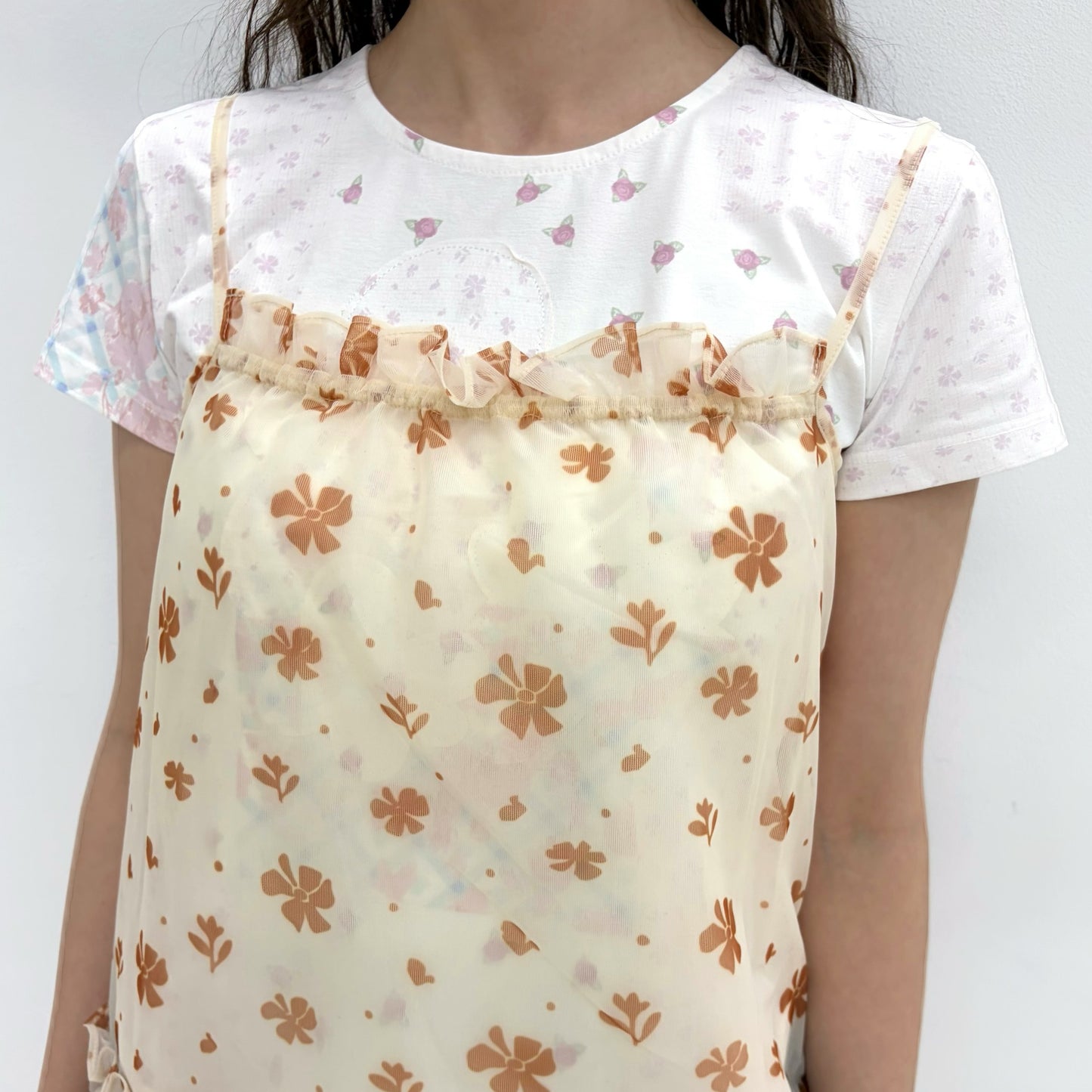 Mesh Ruffled Layered Dress / Yellow / メッシュラッフルドレス