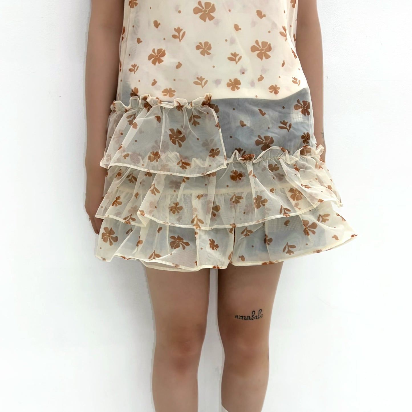 Mesh Ruffled Layered Dress / Yellow / メッシュラッフルドレス