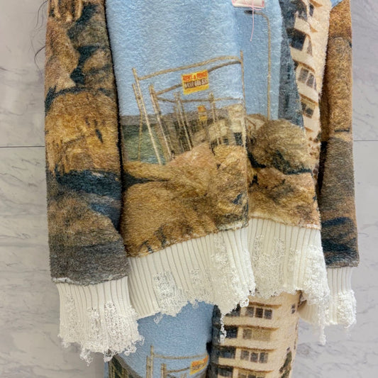 boa print pullover / 風景 / ボアプリント襟付きプルオーバー