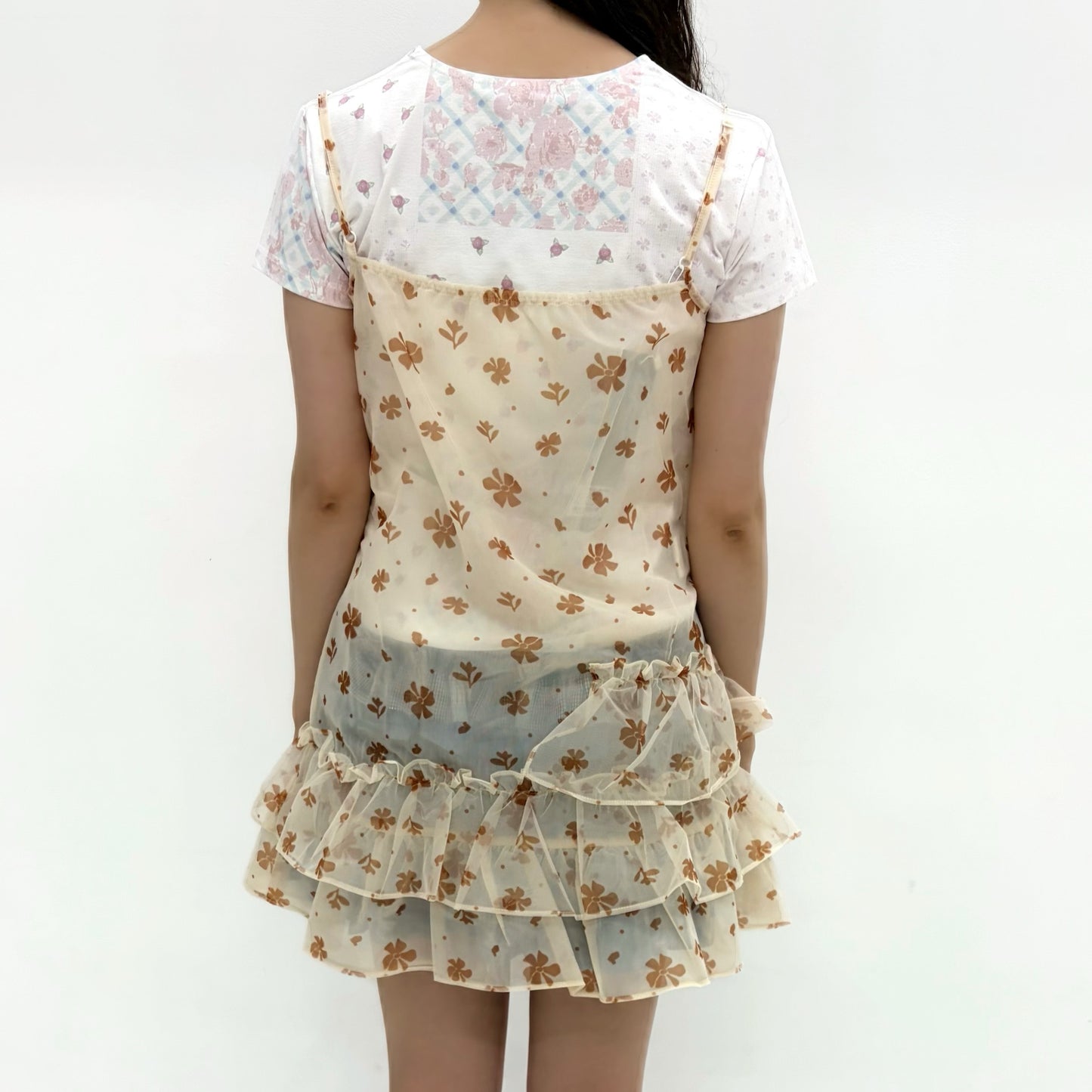 Mesh Ruffled Layered Dress / Yellow / メッシュラッフルドレス