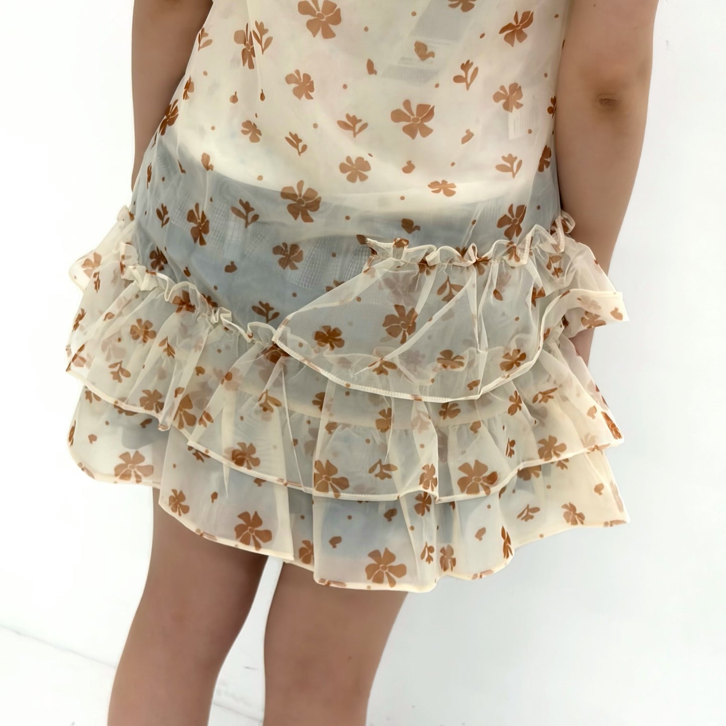 Mesh Ruffled Layered Dress / Yellow / メッシュラッフルドレス