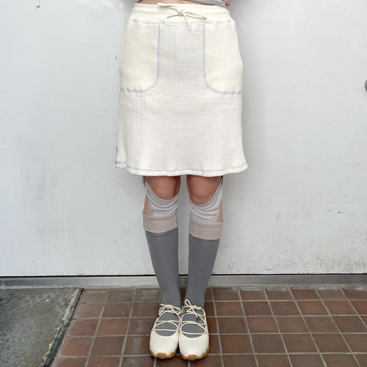 [F.E.E.S] waffle lining midi skirt / vanilla cream / ワッフルミディスカート