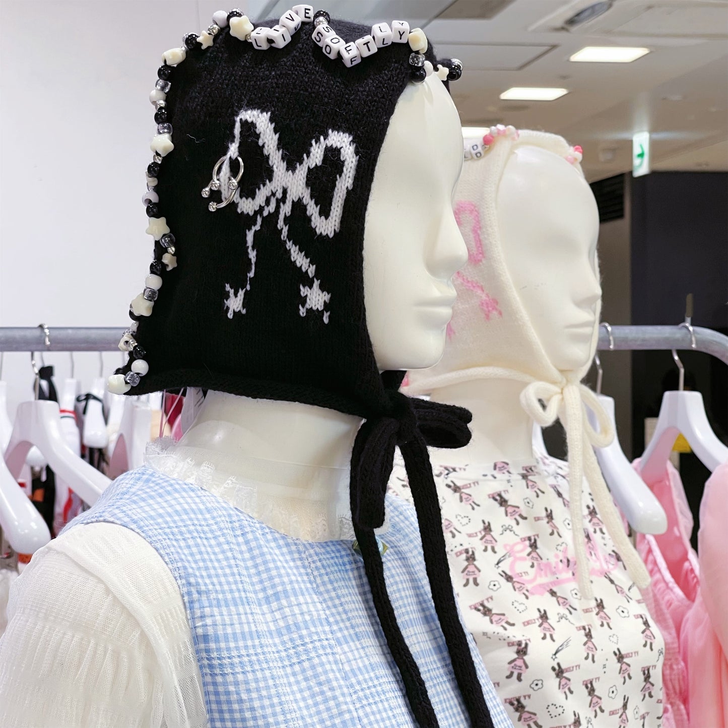 Knitted ribbon hat / Black / ニットリボンハット
