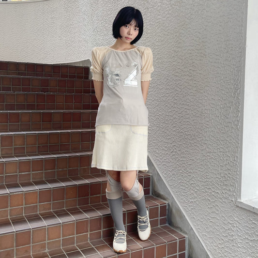 [F.E.E.S] waffle lining midi skirt / vanilla cream / ワッフルミディスカート