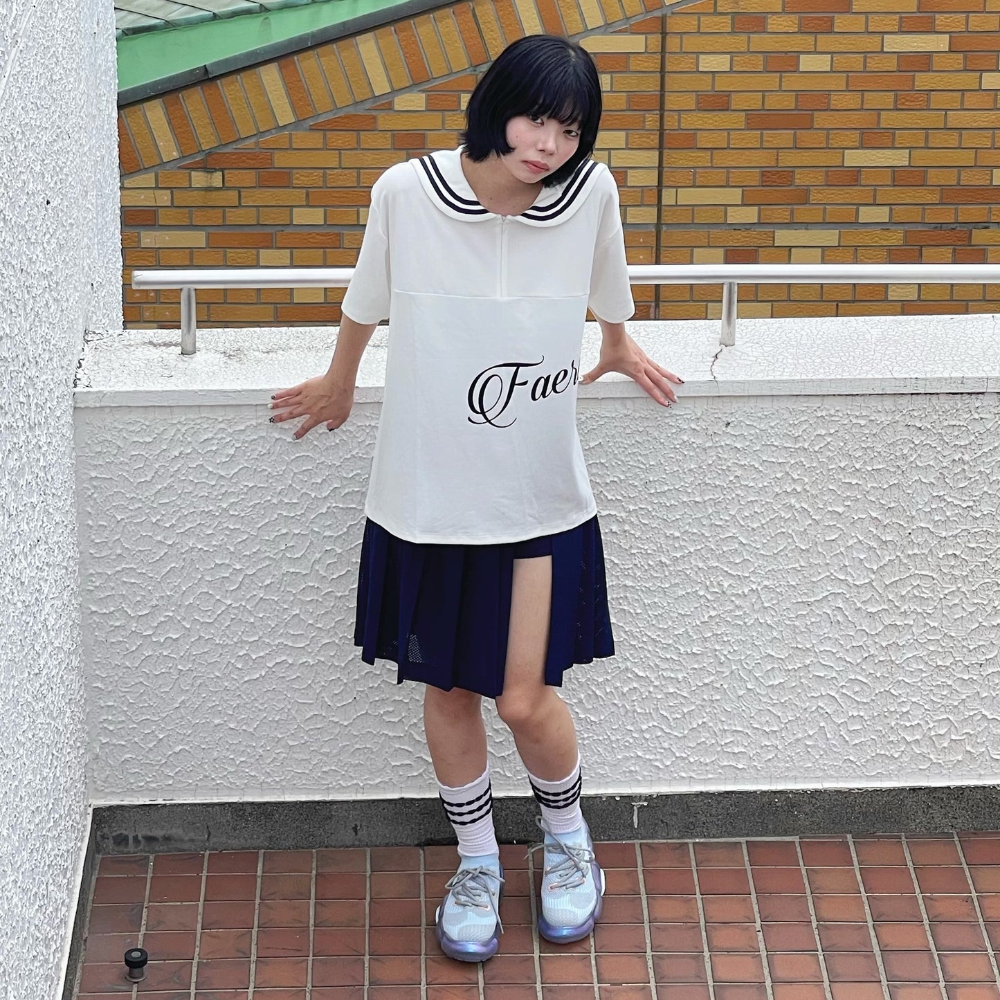 [fa.er.ie] mesh pocket pleats skirt pants / navy / メッシュポケットプリーツスカートパンツ