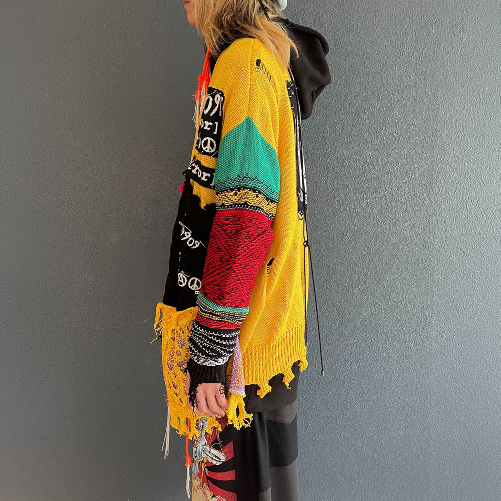 HO99O9 KNIT CARDIGAN rurumu: COLLABORATION / YELLOW / ニットカーディガン