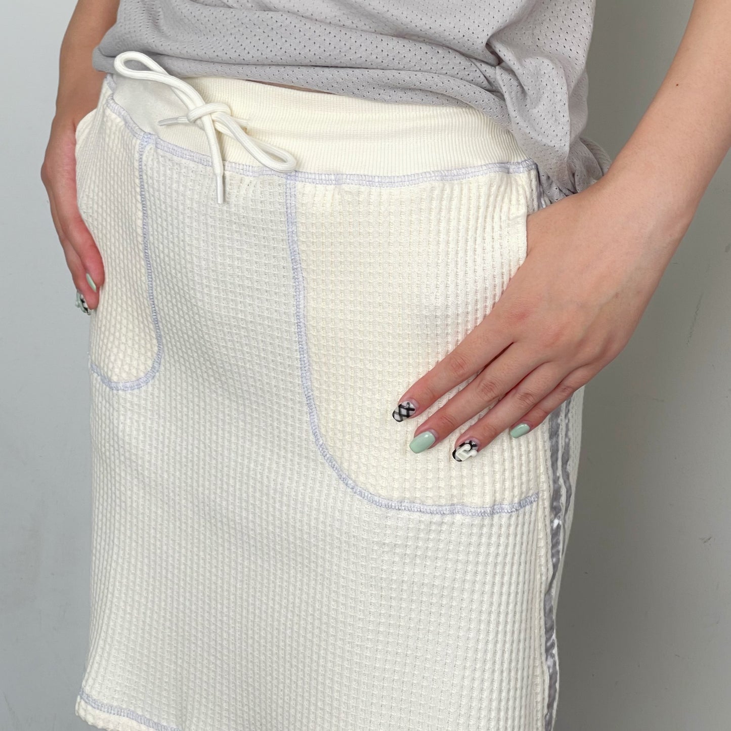 [F.E.E.S] waffle lining midi skirt / vanilla cream / ワッフルミディスカート