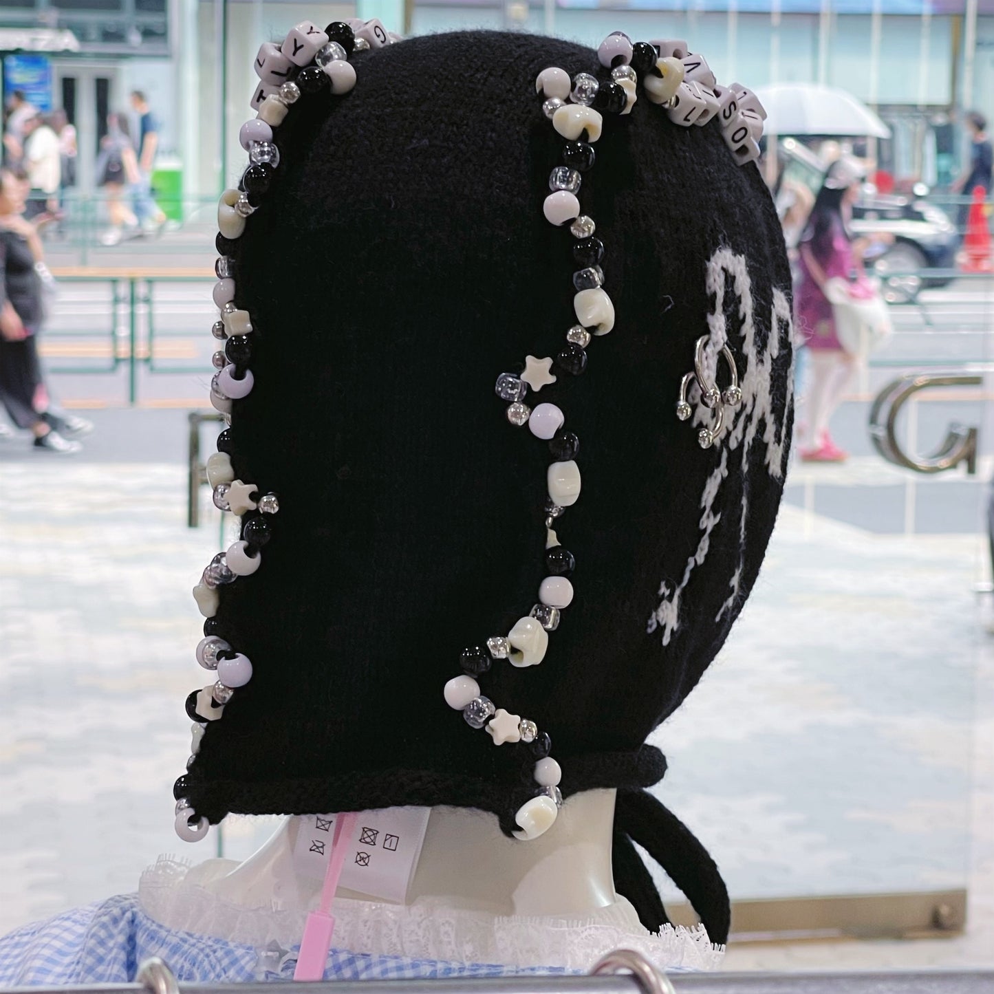 Knitted ribbon hat / Black / ニットリボンハット
