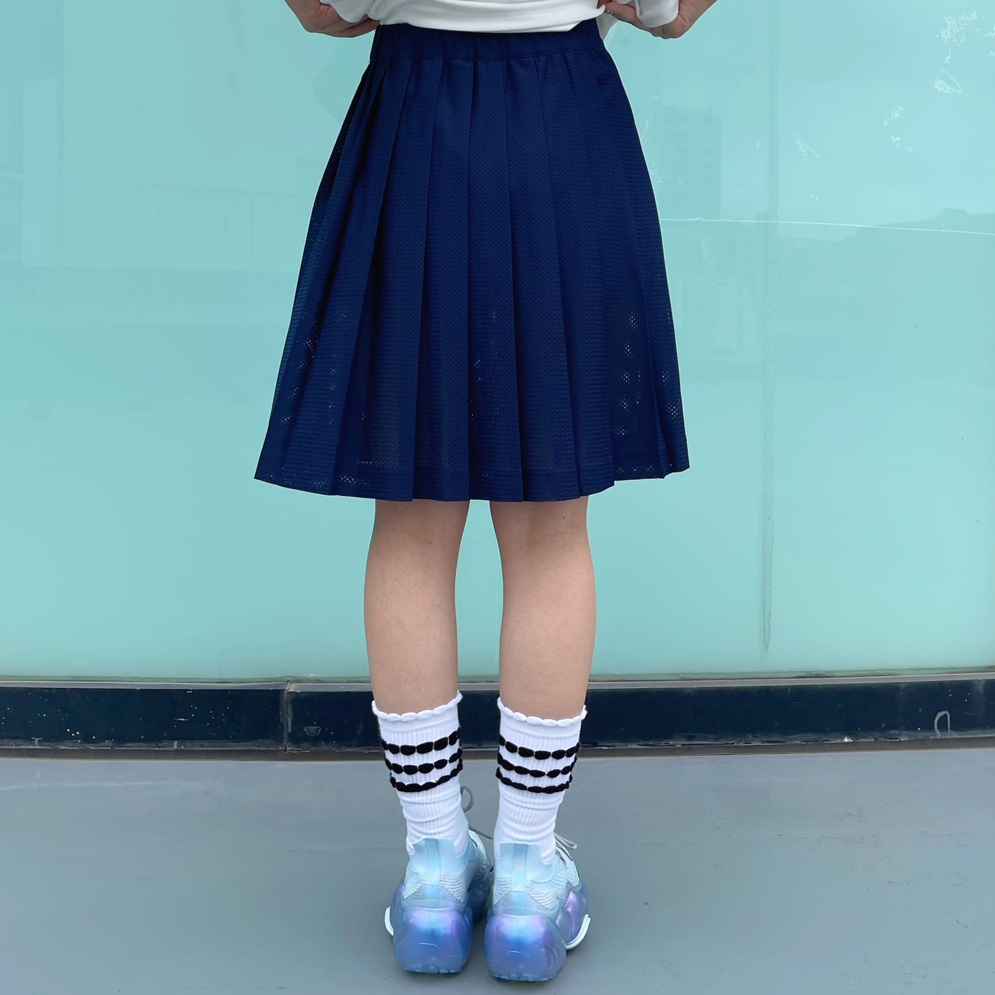 [fa.er.ie] mesh pocket pleats skirt pants / navy / メッシュポケットプリーツスカートパンツ