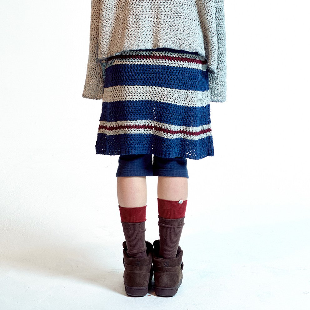 STRIPE LAYERED KNIT SKIRT / GREY / ストライプレイヤードニットスカート