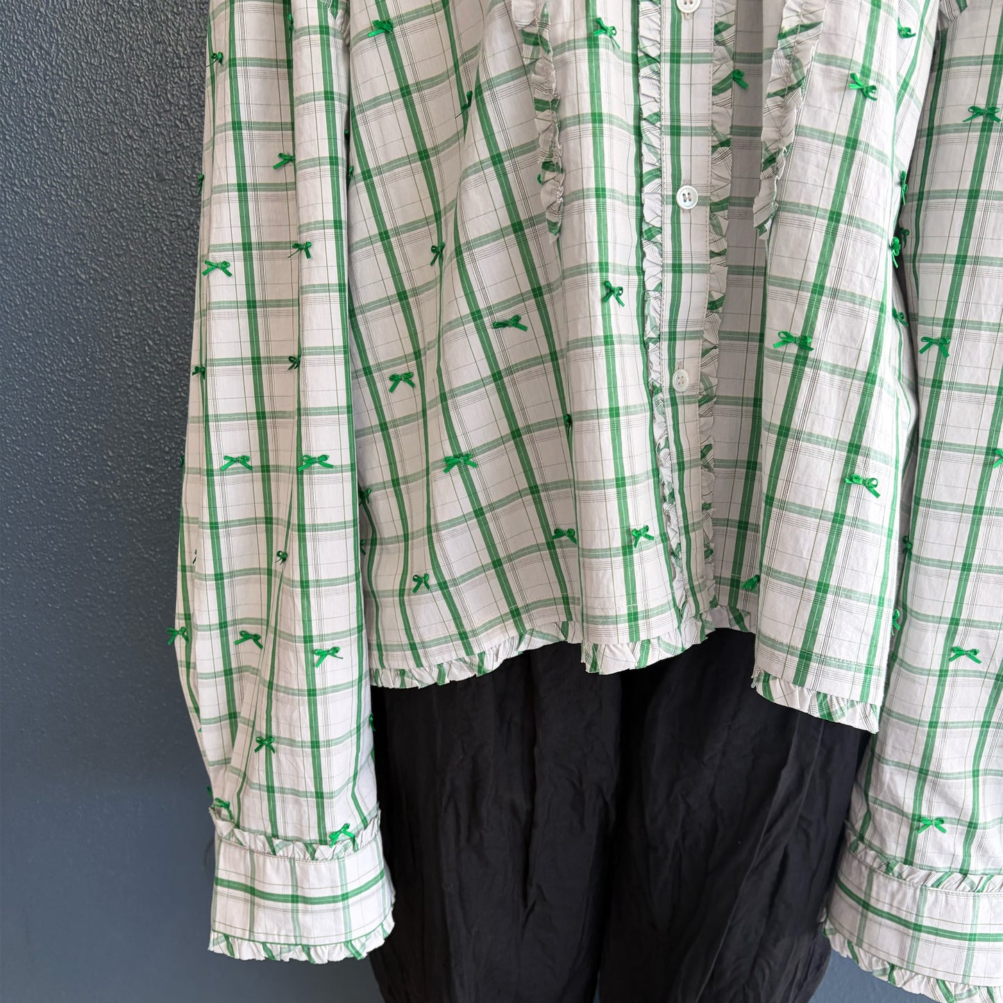 MINI FRILL RIBBON BLOUSE / GREEN / ミニフリルリボンブラウス