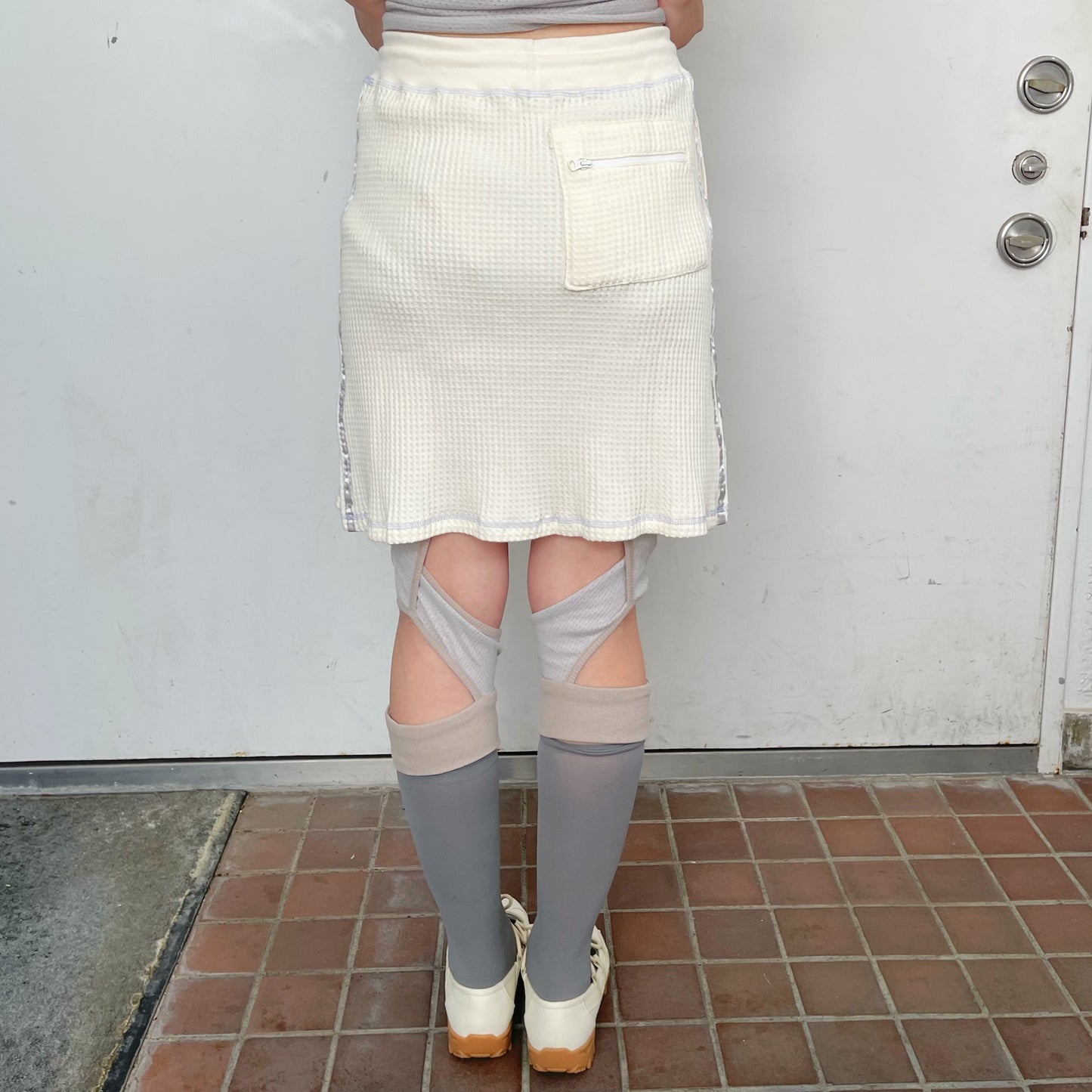 [F.E.E.S] waffle lining midi skirt / vanilla cream / ワッフルミディスカート