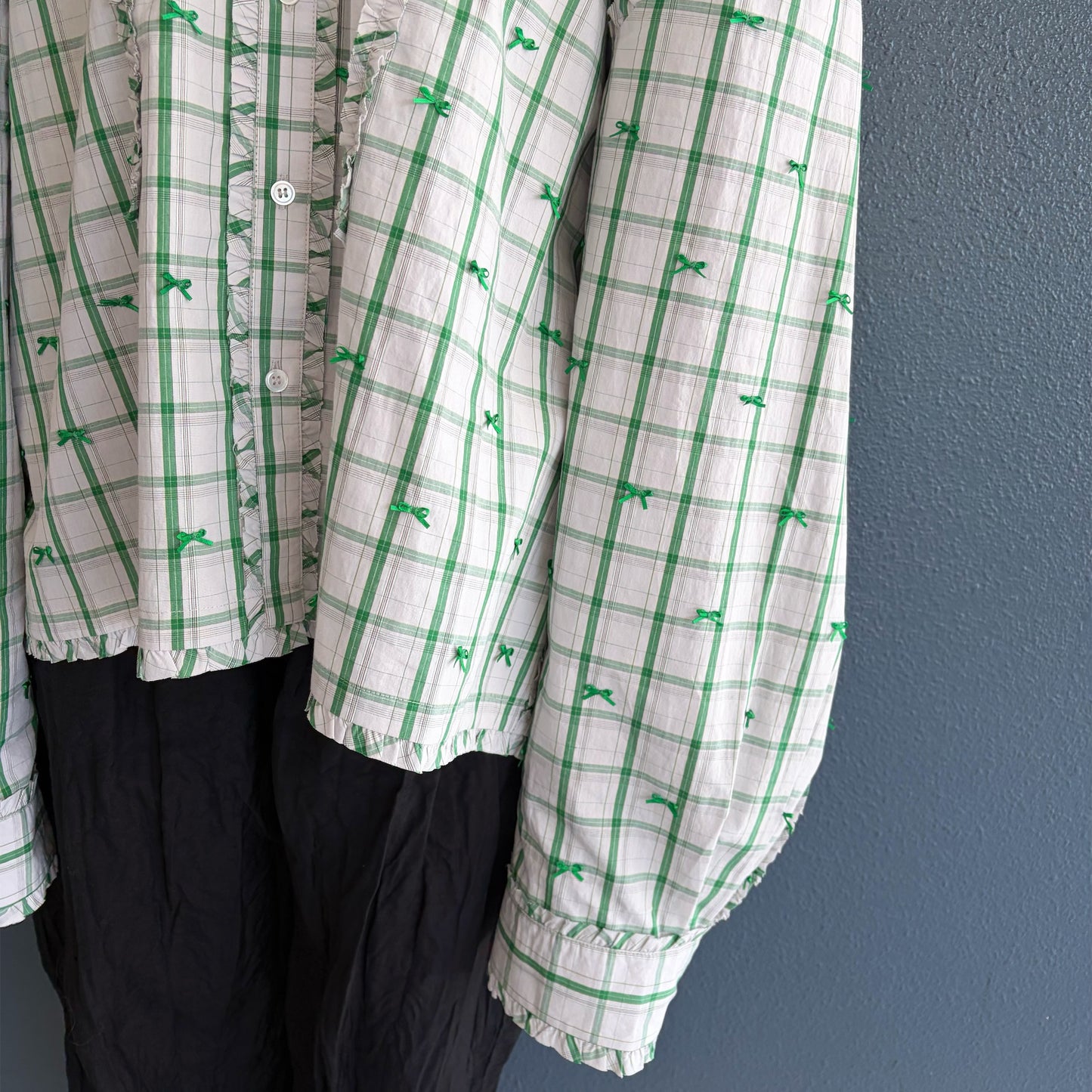 MINI FRILL RIBBON BLOUSE / GREEN / ミニフリルリボンブラウス