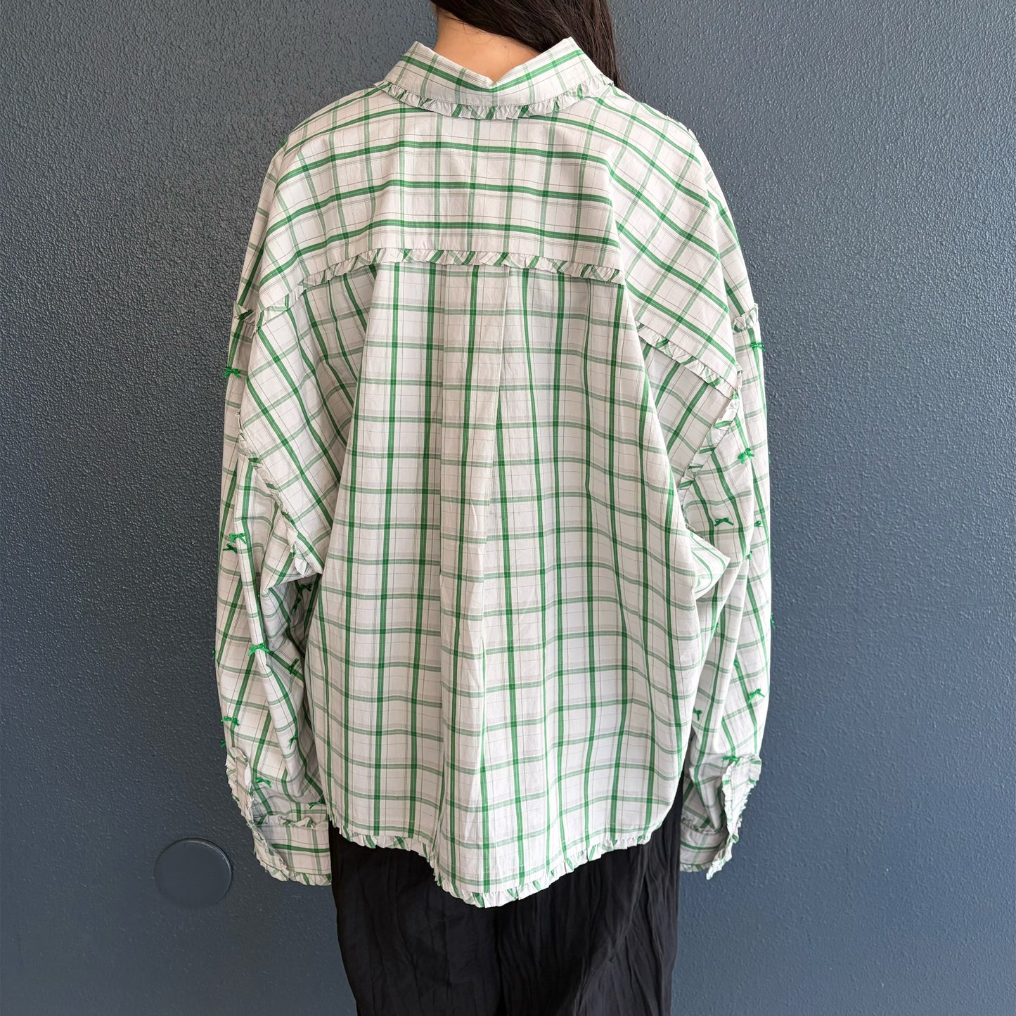 MINI FRILL RIBBON BLOUSE / GREEN / ミニフリルリボンブラウス